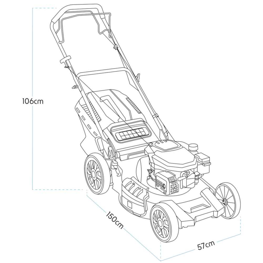 Dellonda DG102 Self Propelled Petrol Lawn Mower Grass Cutter, 510mm Cutting Width, 4 Stroke, 170cc