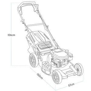 Dellonda DG102 Self Propelled Petrol Lawn Mower Grass Cutter, 510mm Cutting Width, 4 Stroke, 170cc