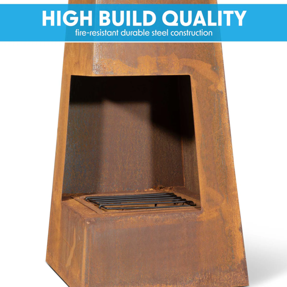 Dellonda DG106 Pyramid Chiminea, Outdoor Patio Heater, Wood Burner, Corten Steel