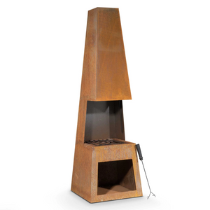 Dellonda DG108 Pyramid Chiminea with Firewood Storage, Outdoor Patio Heater, Wood Burner, Corten Steel