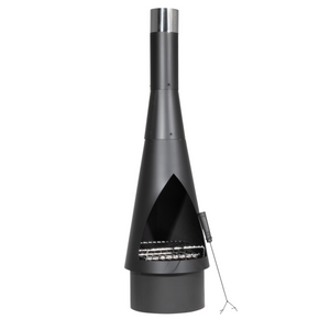 Dellonda DG109 Conical Chiminea, Outdoor Patio Heater, Wood Burner, Black Steel