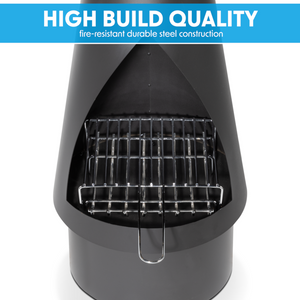 Dellonda DG109 Conical Chiminea, Outdoor Patio Heater, Wood Burner, Black Steel