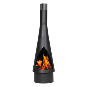 Dellonda DG109 Conical Chiminea, Outdoor Patio Heater, Wood Burner, Black Steel