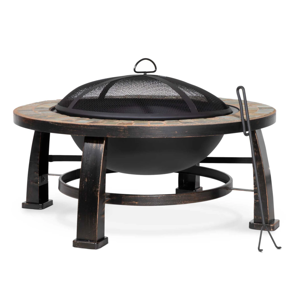 Dellonda DG111 Deluxe Traditional Garden Outdoor Fire Pit Fireplace Heater 30" with Slate Top
