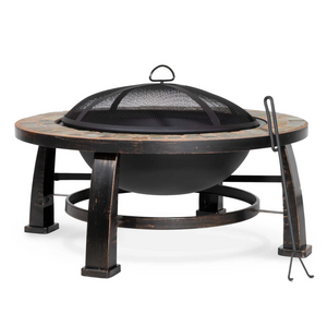 Dellonda DG111 Deluxe Traditional Garden Outdoor Fire Pit Fireplace Heater 30" with Slate Top