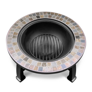 Dellonda DG111 Deluxe Traditional Garden Outdoor Fire Pit Fireplace Heater 30" with Slate Top