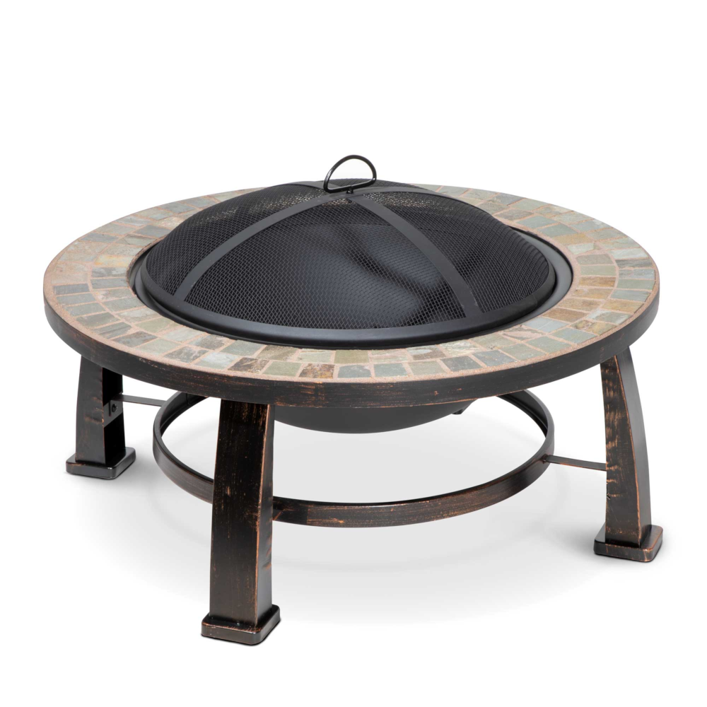 Dellonda DG111 Deluxe Traditional Garden Outdoor Fire Pit Fireplace Heater 30" with Slate Top