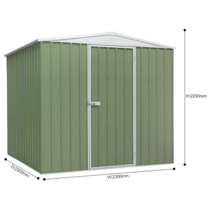 Dellonda DG115 Galvanised Steel Metal Garden Outdoor Storage Shed, 2300 x 2300 x 2200mm, Green