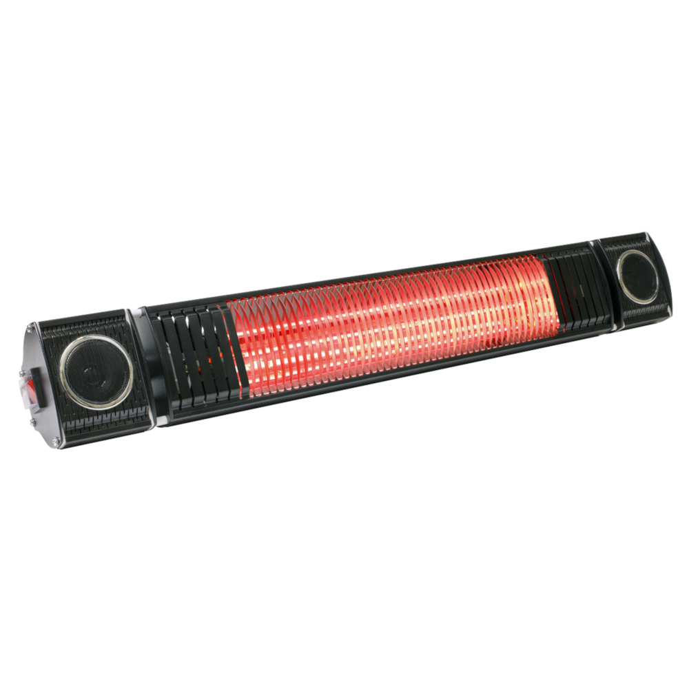 Dellonda DG125 Infrared Garden Outdoor Patio Heater Warmer with Music Speakers 2000W, Black