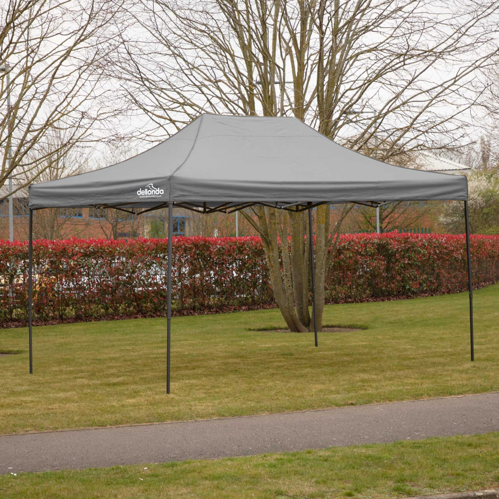 Dellonda DG137 Premium Pop Up Gazebo, Outdoor Garden Water Resistant Cover, 3m x 4.5m, Grey