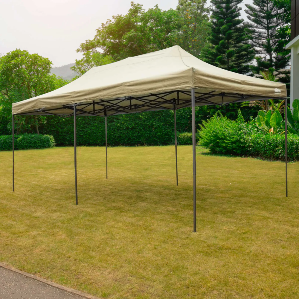 Dellonda DG138 Premium Pop Up Gazebo, Outdoor Garden Water Resistant Cover, 3m x 6m, Beige