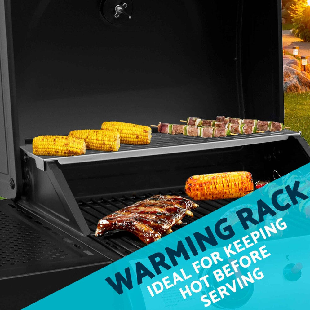 Dellonda DG13 DG14 DG15 Gas BBQ Grill Cooker with Piezo Ignition, Built-in Thermometer, Black/Stainless Steel
