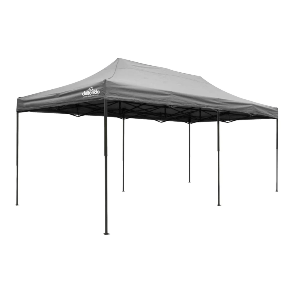 Dellonda DG141 Premium Pop Up Gazebo, Outdoor Garden Water Resistant Cover, 3m x 6m, Grey