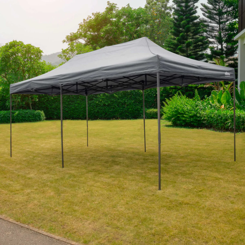 Dellonda DG141 Premium Pop Up Gazebo, Outdoor Garden Water Resistant Cover, 3m x 6m, Grey