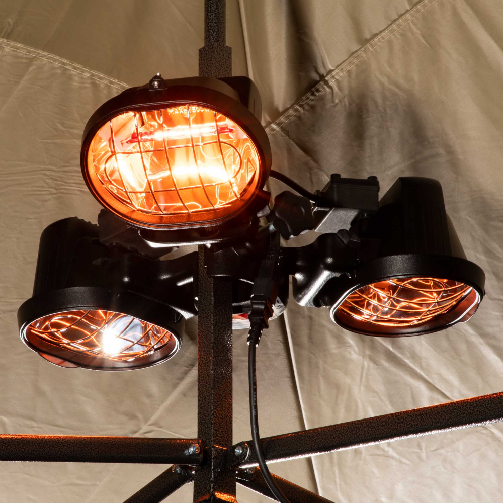 Dellonda DG177 Folding Outdoor Garden Parasol Gazebo Patio Infrared Heater Warmer, Three Panel, 1350W