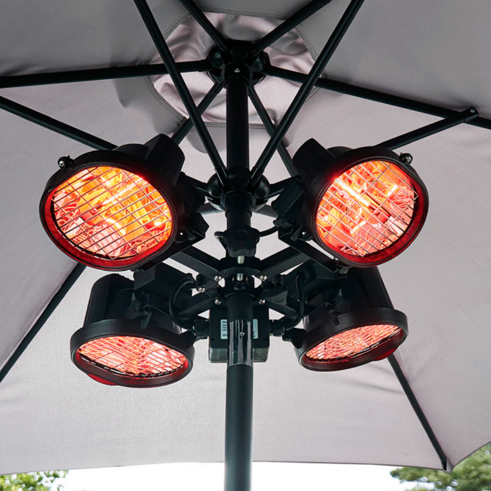Dellonda DG178 Folding Outdoor Garden Parasol Gazebo Patio Infrared Heater Warmer, Four Panel, 1800W