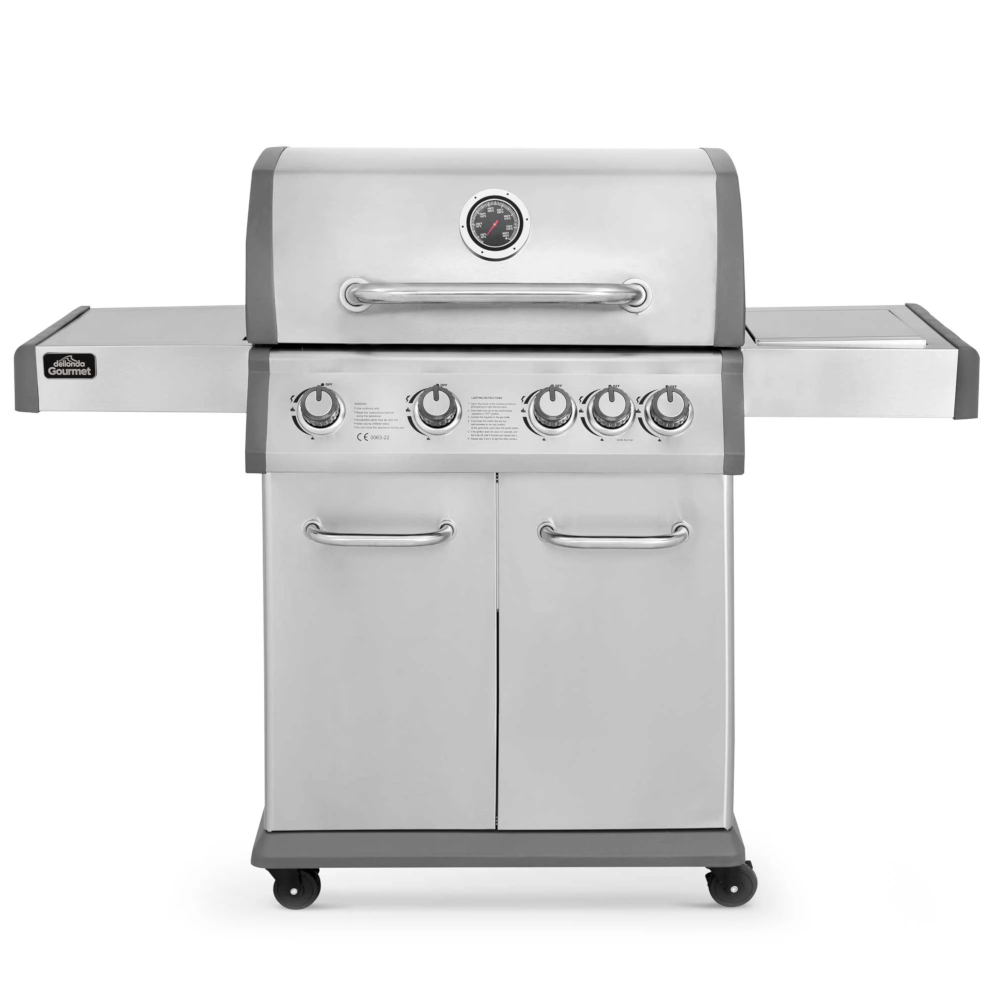 Dellonda DG17 4+1 Burner Deluxe Gas Barbecue Grill Cooker with Piezo Ignition, Built-in Thermometer, Stainless Steel