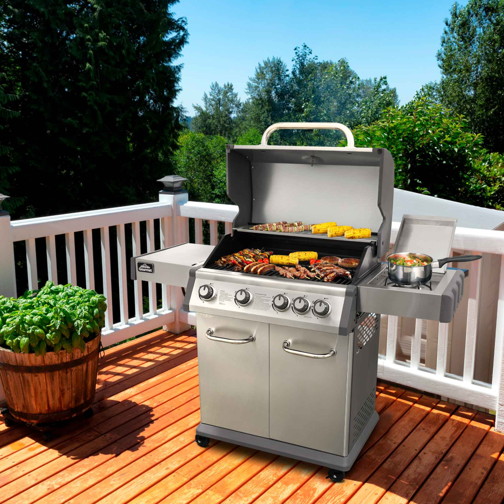 Dellonda DG17 4+1 Burner Deluxe Gas Barbecue Grill Cooker with Piezo Ignition, Built-in Thermometer, Stainless Steel