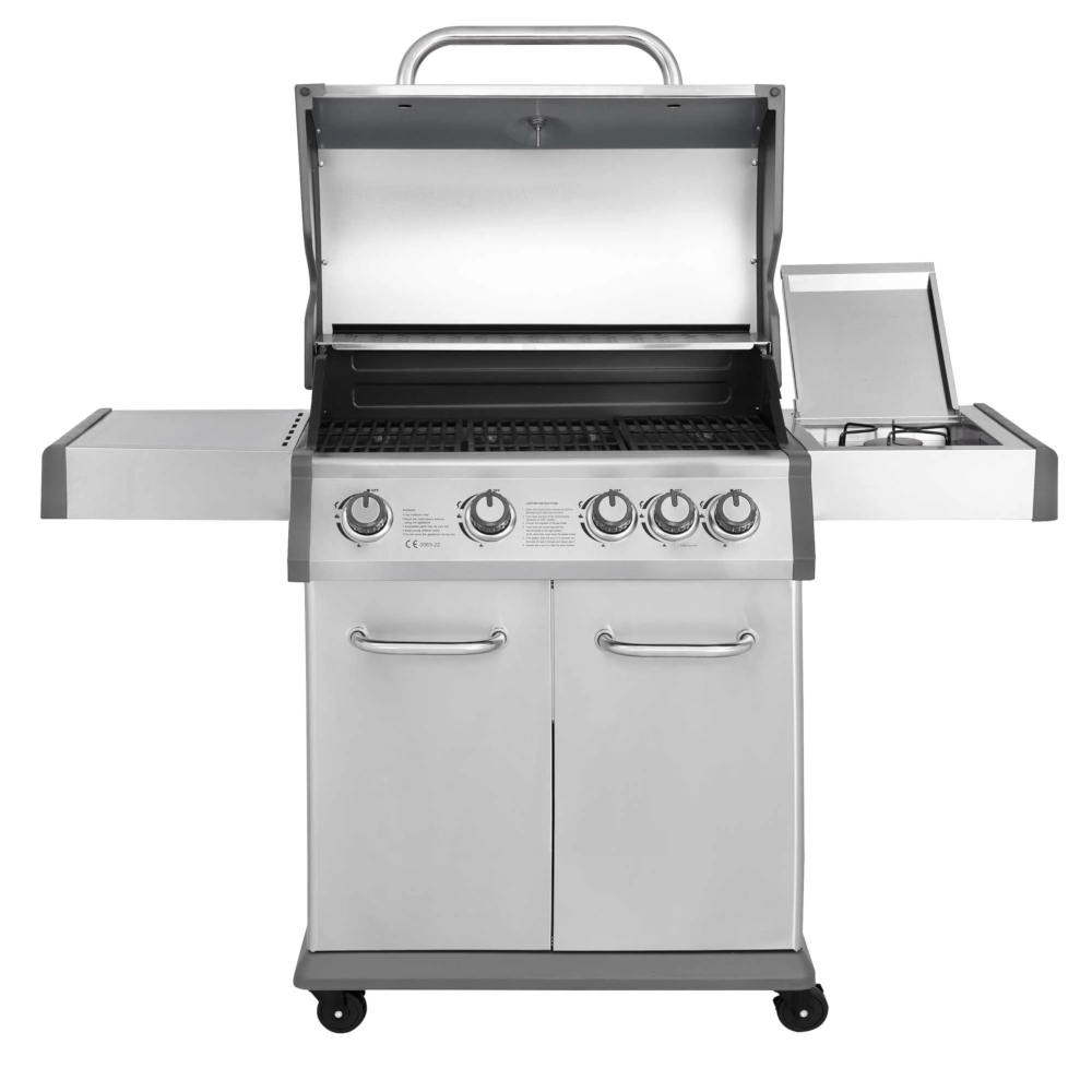 Dellonda DG17 4+1 Burner Deluxe Gas Barbecue Grill Cooker with Piezo Ignition, Built-in Thermometer, Stainless Steel