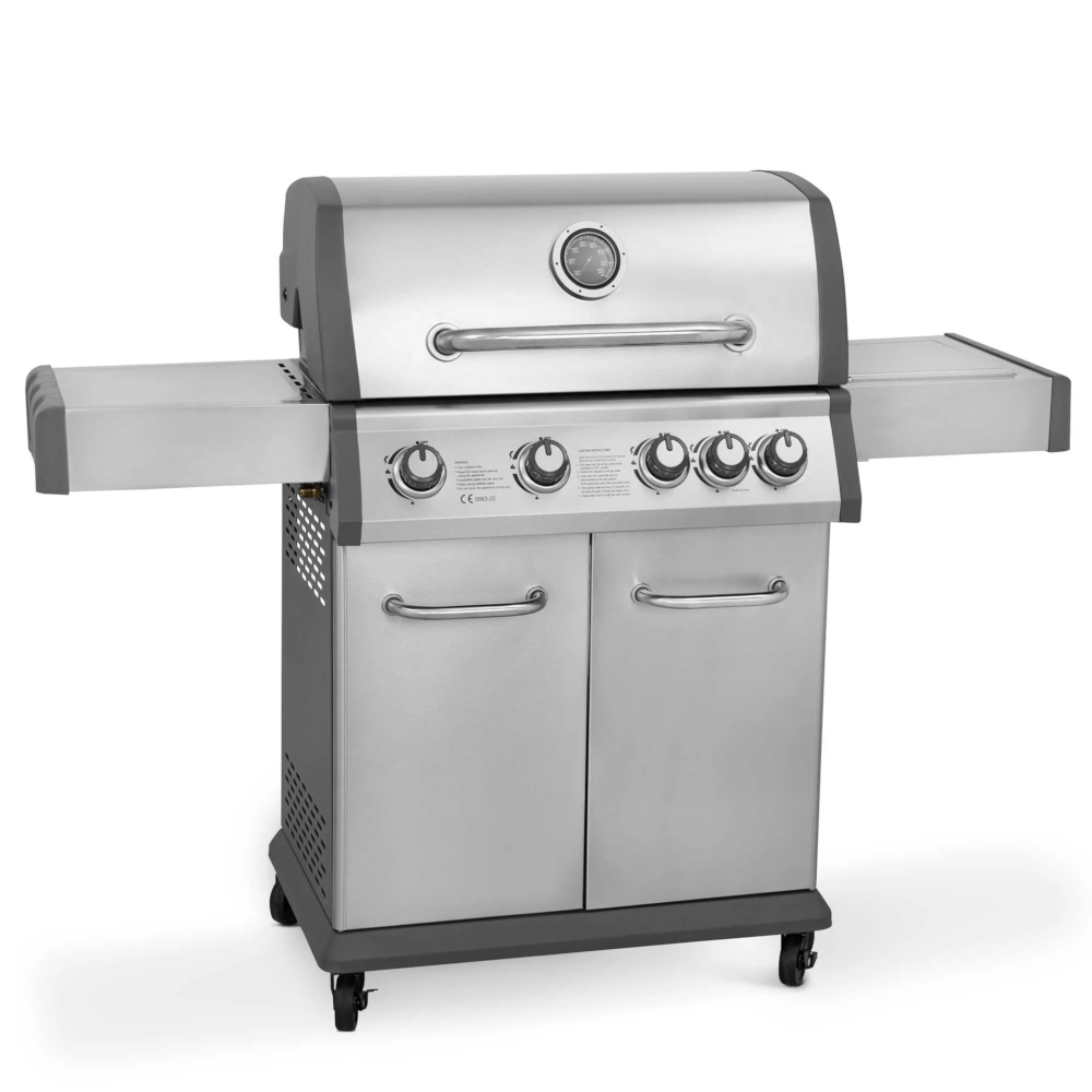 Dellonda DG17 4+1 Burner Deluxe Gas Barbecue Grill Cooker with Piezo Ignition, Built-in Thermometer, Stainless Steel