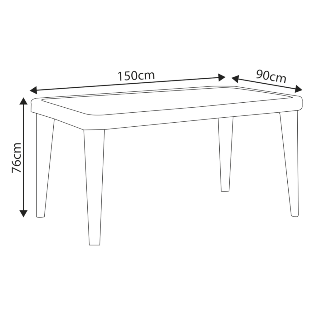 Dellonda DG206 Faux Rattan Wicker Rectangular Outdoor Garden Patio Dining Table with Tempered Glass Top, 150cm, Brown