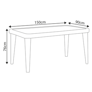 Dellonda DG206 Faux Rattan Wicker Rectangular Outdoor Garden Patio Dining Table with Tempered Glass Top, 150cm, Brown