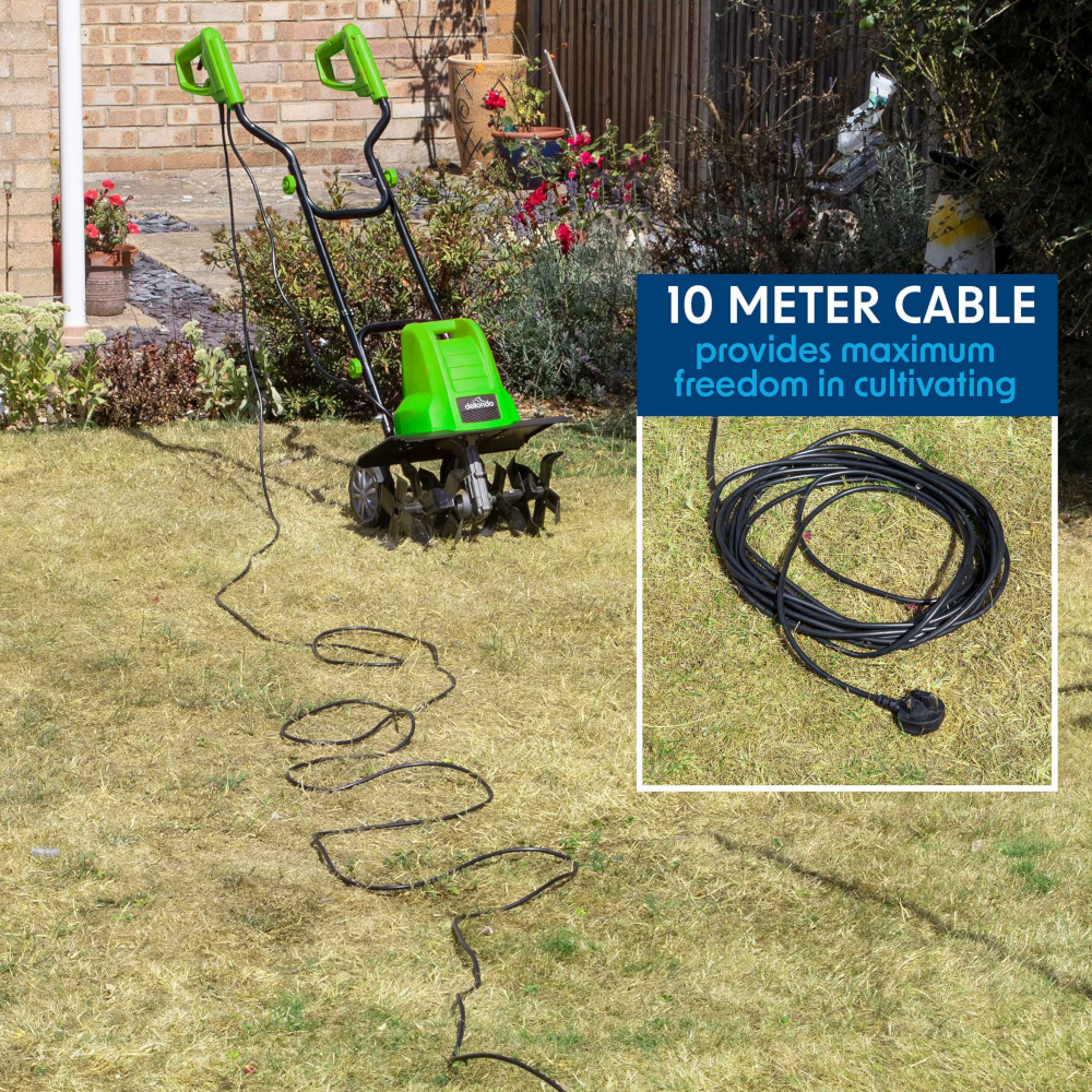 Dellonda DG217 Electric Ground Soil Garden Tiller and Cultivator, 400mm, 1500W