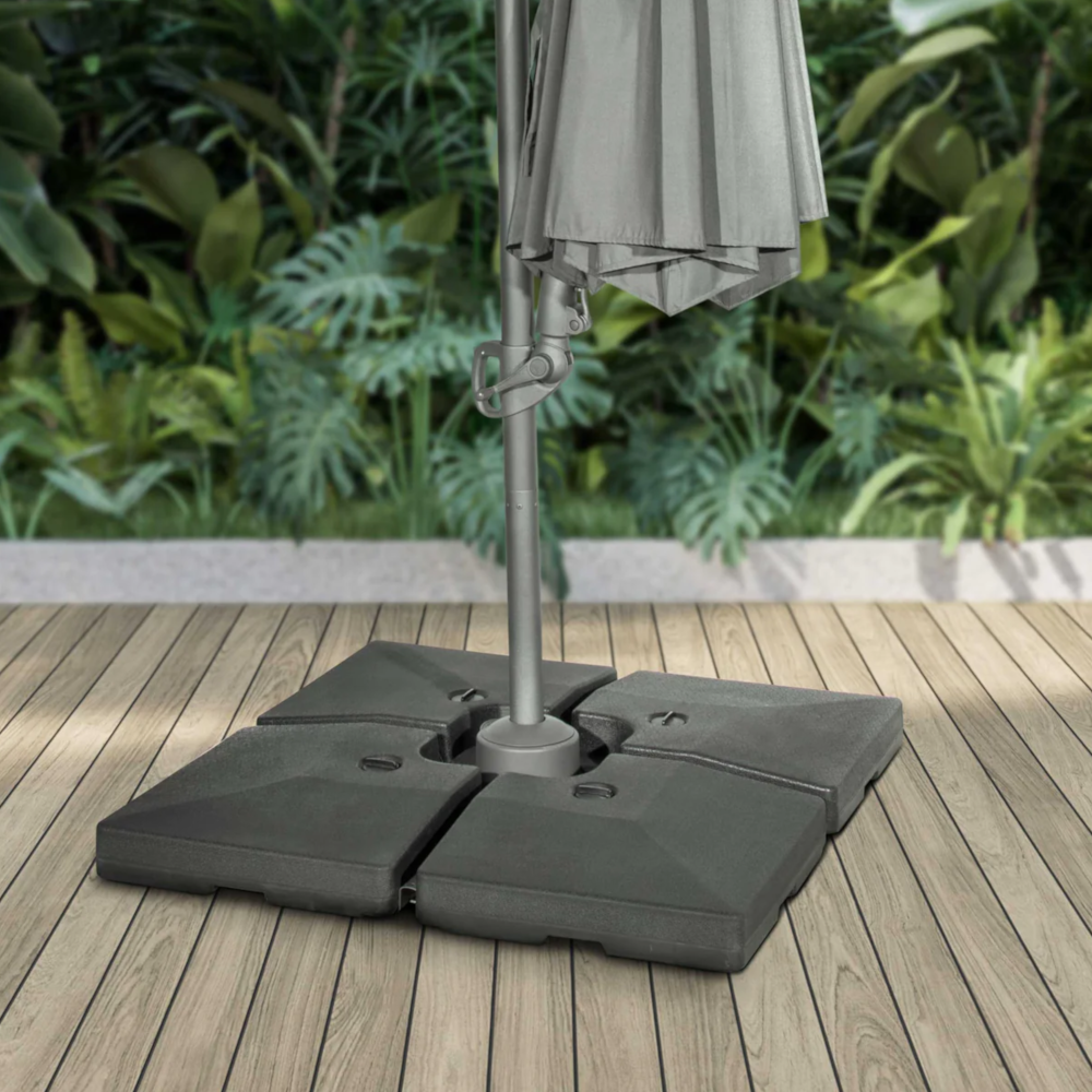 Dellonda DG269 Fillable Parasol Umbrella Canopy Support Sand Water Fill Base, 92 Litre, 4 Piece, Black