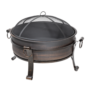 Dellonda DG42 Deluxe 2 in 1 Garden Outdoor Fire Pit and Coffee Table 30", Antique Bronze Effect