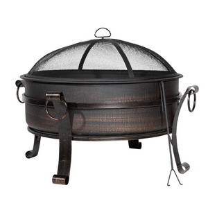 Dellonda DG42 Deluxe 2 in 1 Garden Outdoor Fire Pit and Coffee Table 30", Antique Bronze Effect