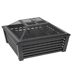 Dellonda DG43 Square Garden Outdoor Fire Pit Fireplace Heater 35", Black