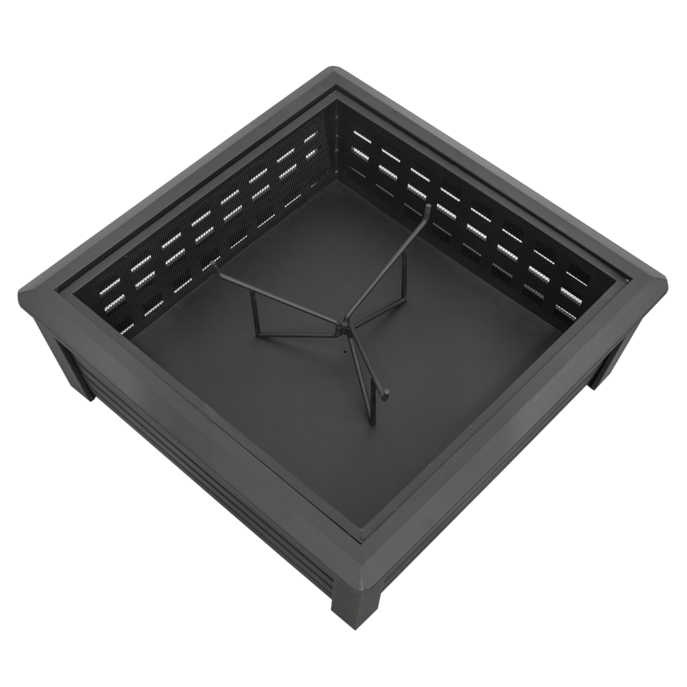 Dellonda DG43 Square Garden Outdoor Fire Pit Fireplace Heater 35", Black