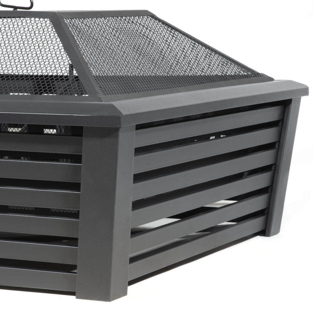 Dellonda DG43 Square Garden Outdoor Fire Pit Fireplace Heater 35", Black