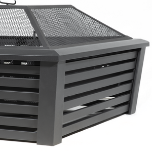 Dellonda DG43 Square Garden Outdoor Fire Pit Fireplace Heater 35", Black