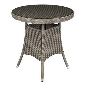 Dellonda DG65 Chester Rattan Wicker Outdoor Garden Patio Dining Bistro Table with Tempered Glass Top, 70cm, Brown