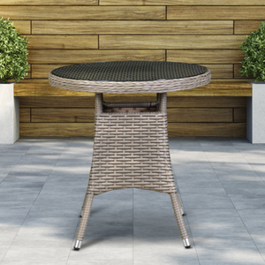Dellonda DG65 Chester Rattan Wicker Outdoor Garden Patio Dining Bistro Table with Tempered Glass Top, 70cm, Brown