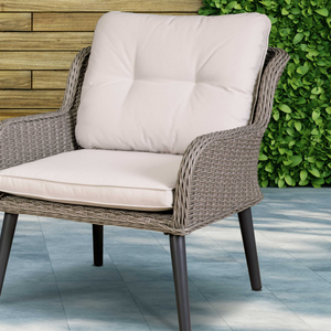 Dellonda DG79 Buxton Rattan Wicker Outdoor Garden Patio Dining Chairs Seats with Cushions, Set of 2, Grey