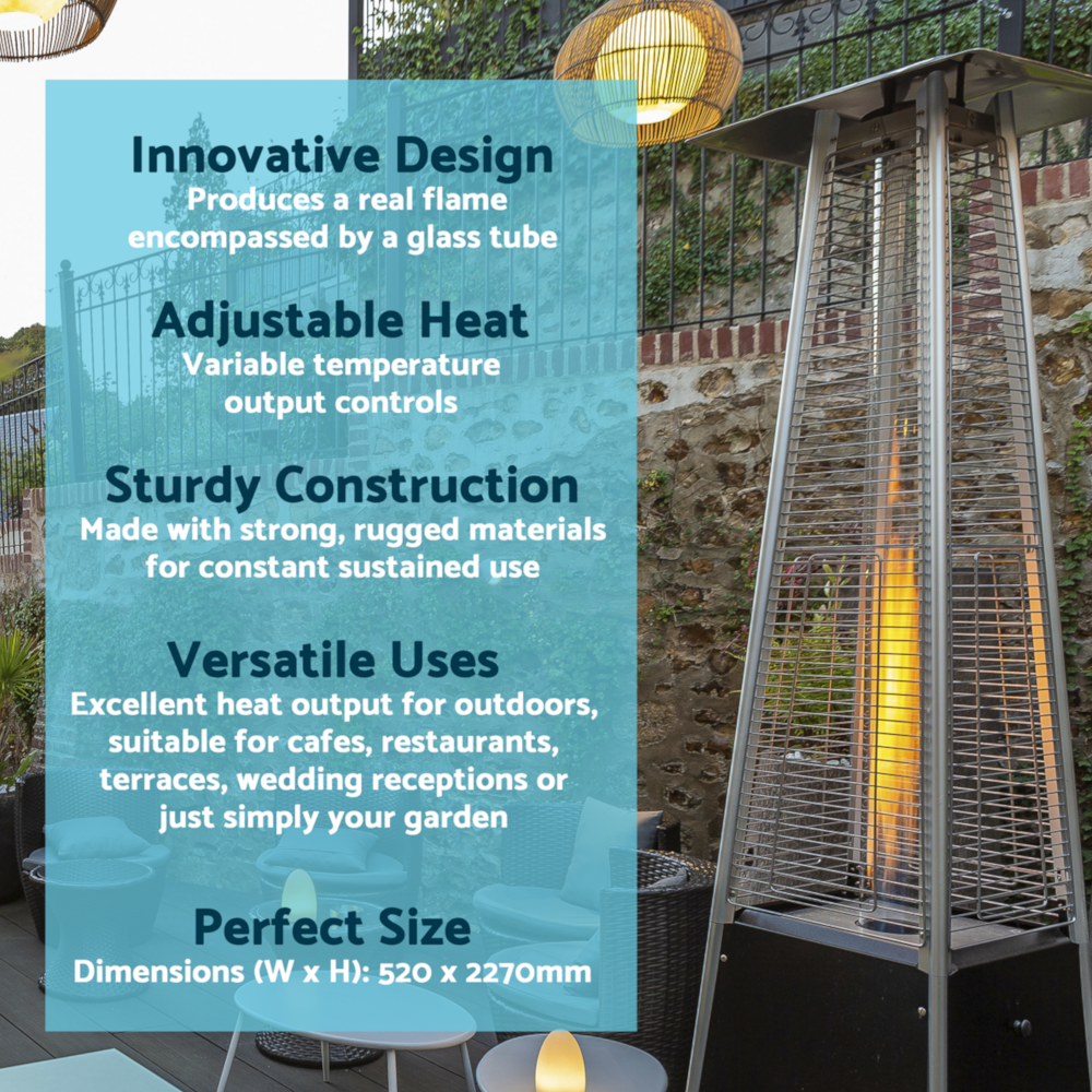 Dellonda DG98 Propane Gas Outdoor Garden Pyramid Patio Heater Warmer, 13kW (44,350 BTU/hr), Black
