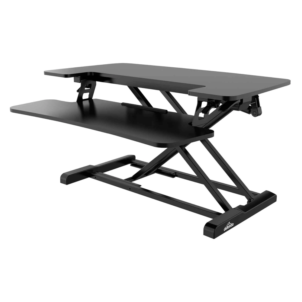 Dellonda DH14 Height Adjustable Standing Computer Desk Converter Riser 71cm, 15kg Capacity, Black