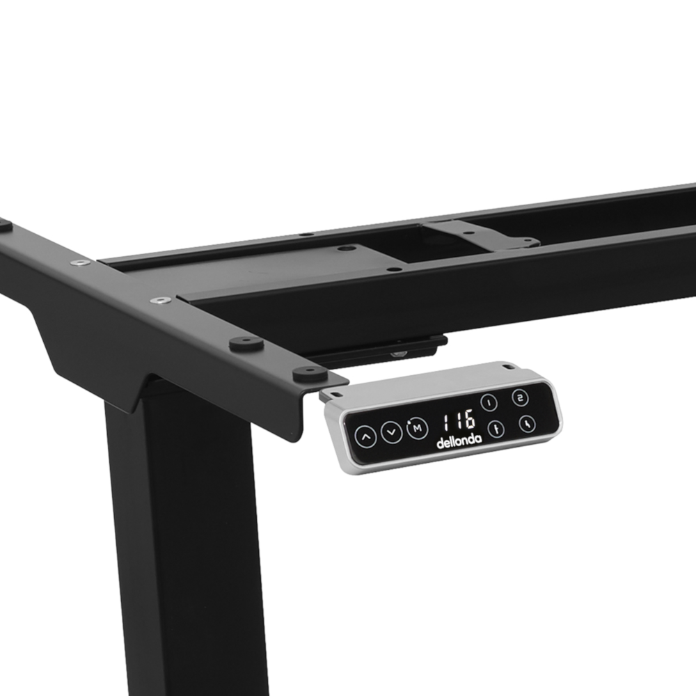 Dellonda DH16 Dual Motor Height Adjustable Electric Computer Desk Frame with Digital Controls, 100kg Capacity, Black