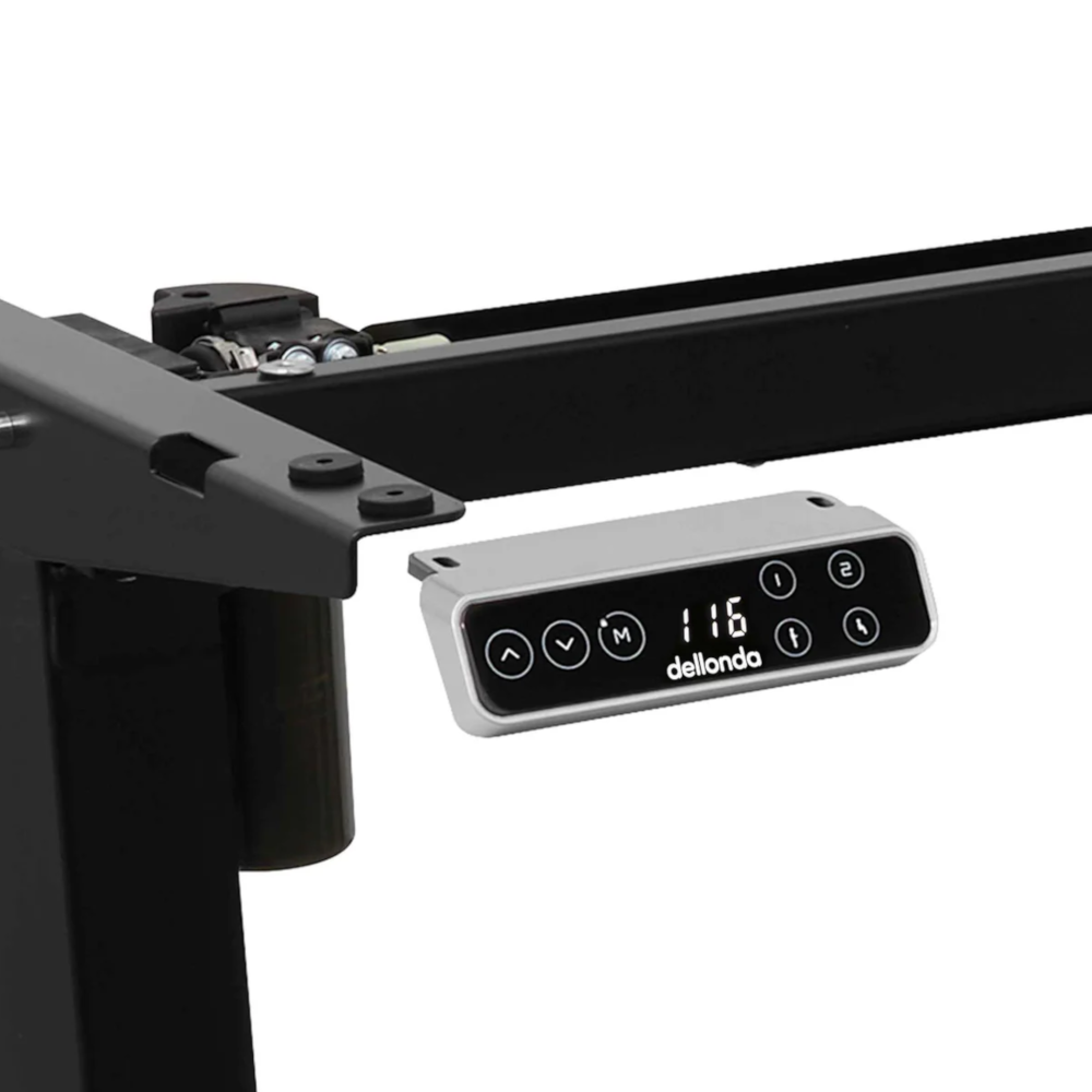 Dellonda DH18 Single Motor Height Adjustable Electric Computer Desk Frame with Digital Controls, 70kg Capacity, Black