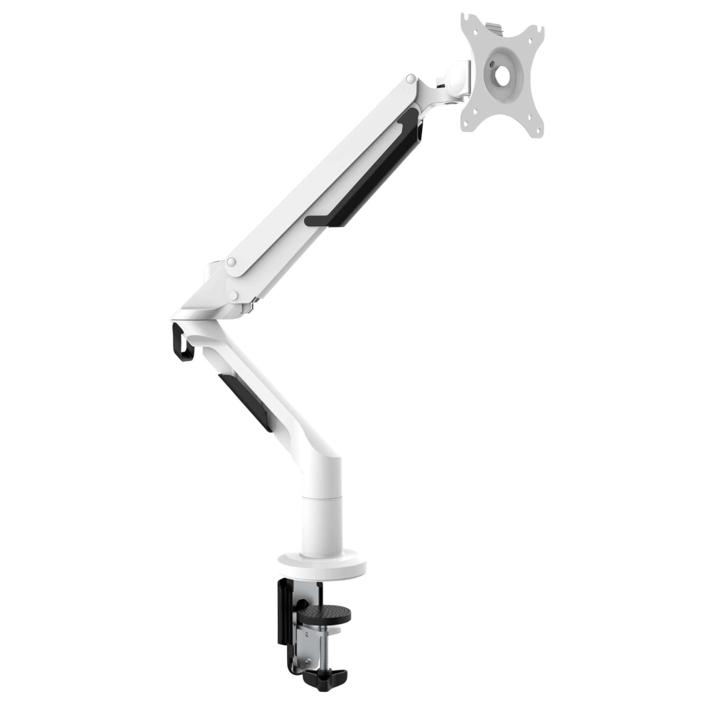 Dellonda DH26 Single Monitor Adjustable Bracket Arm with 360° Rotation, 17"-36" Screens, 12kg Capacity, White