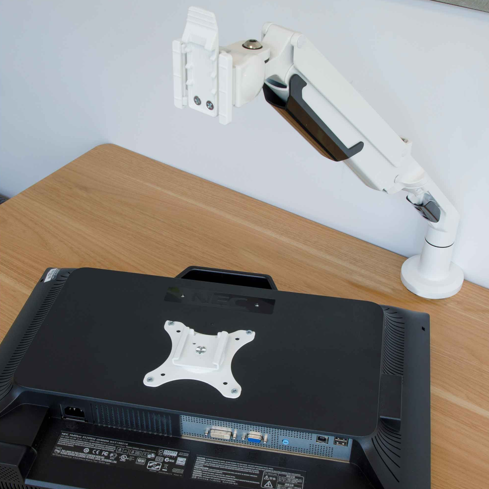 Dellonda DH26 Single Monitor Adjustable Bracket Arm with 360° Rotation, 17"-36" Screens, 12kg Capacity, White