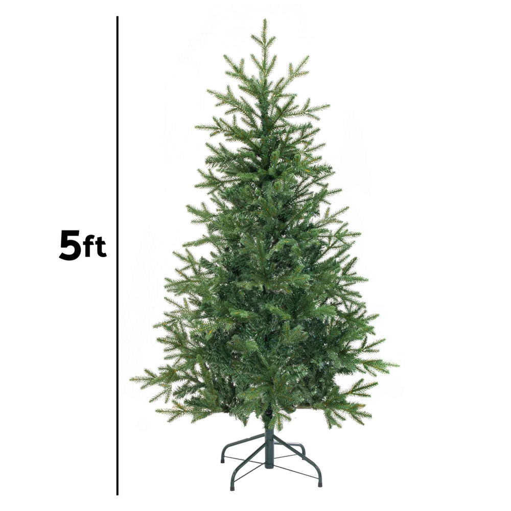 Dellonda DH44 Artificial Hinged Bushy Christmas Tree, 5ft/150cm, with 772 PE/PVC Mix Tips