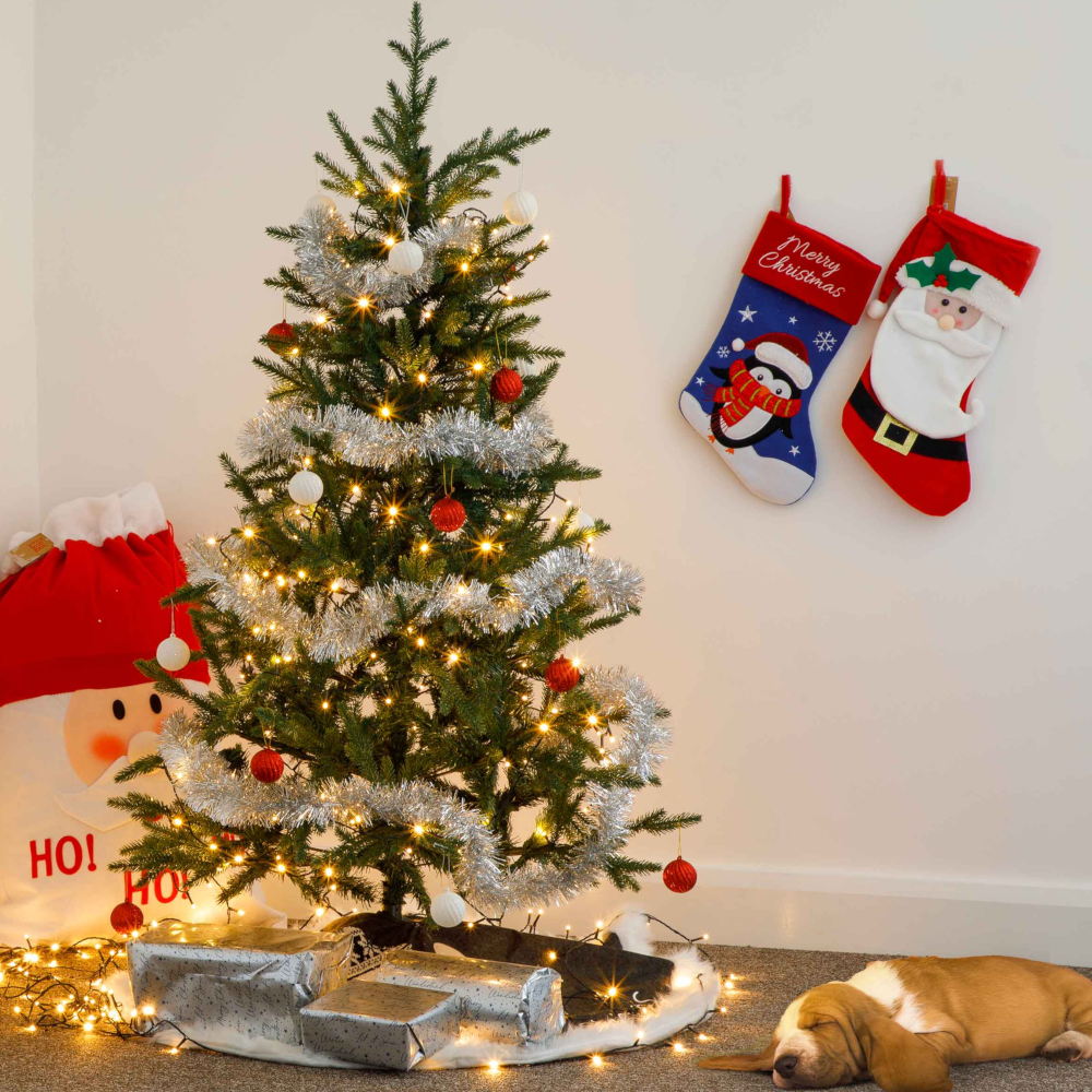 Dellonda DH44 DH45 DH46 Artificial Hinged Bushy Christmas Tree, with PE/PVC Mix Tips