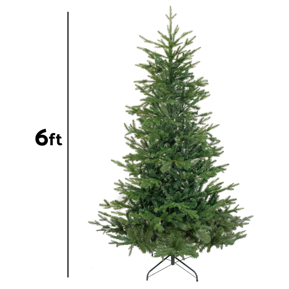 Dellonda DH45 Artificial Hinged Bushy Christmas Tree, 6ft/180cm, with 1224 PE/PVC Mix Tips, Green