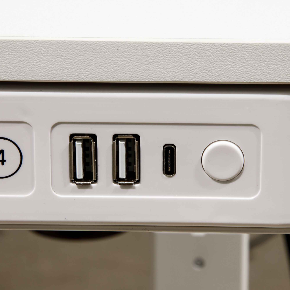 Dellonda DH54 Single Motor Height Adjustable Electric Sit and Stand Computer Desk with Digital Controls, USB Ports and Drawer, 120 x 60cm, 50kg Capacity, White