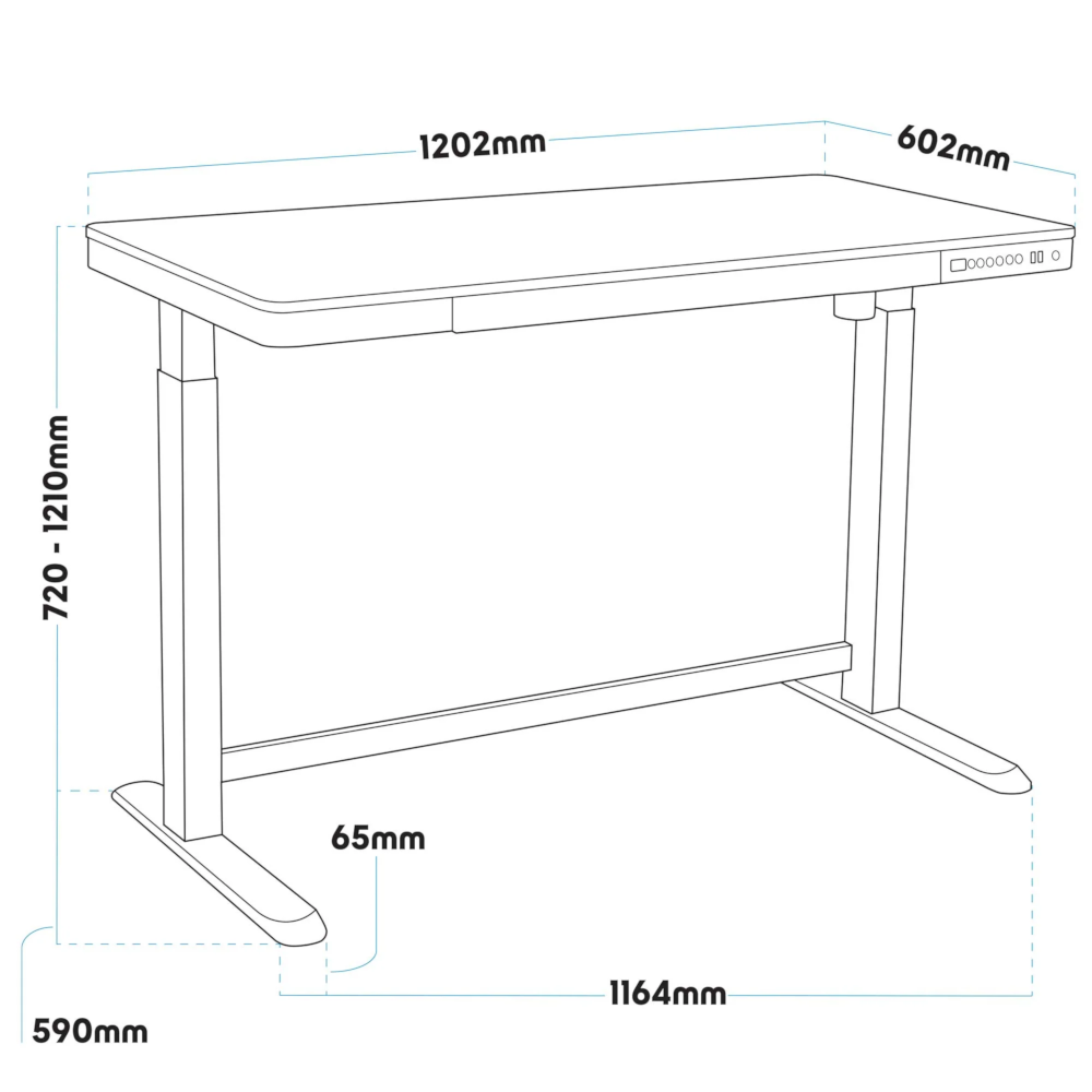 Dellonda DH54 Single Motor Height Adjustable Electric Sit and Stand Computer Desk with Digital Controls, USB Ports and Drawer, 120 x 60cm, 50kg Capacity, White