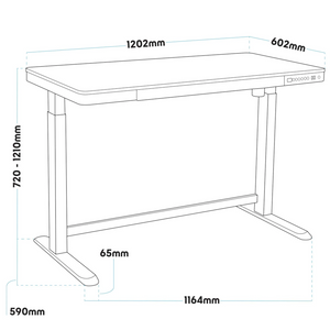 Dellonda DH54 Single Motor Height Adjustable Electric Sit and Stand Computer Desk with Digital Controls, USB Ports and Drawer, 120 x 60cm, 50kg Capacity, White