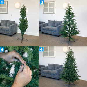 Dellonda DH80 DH81 DH82 Pre-Lit Artificial Hinged Bushy Christmas Tree, with Warm LED Lights, PE/PVC Mix Tips, Green